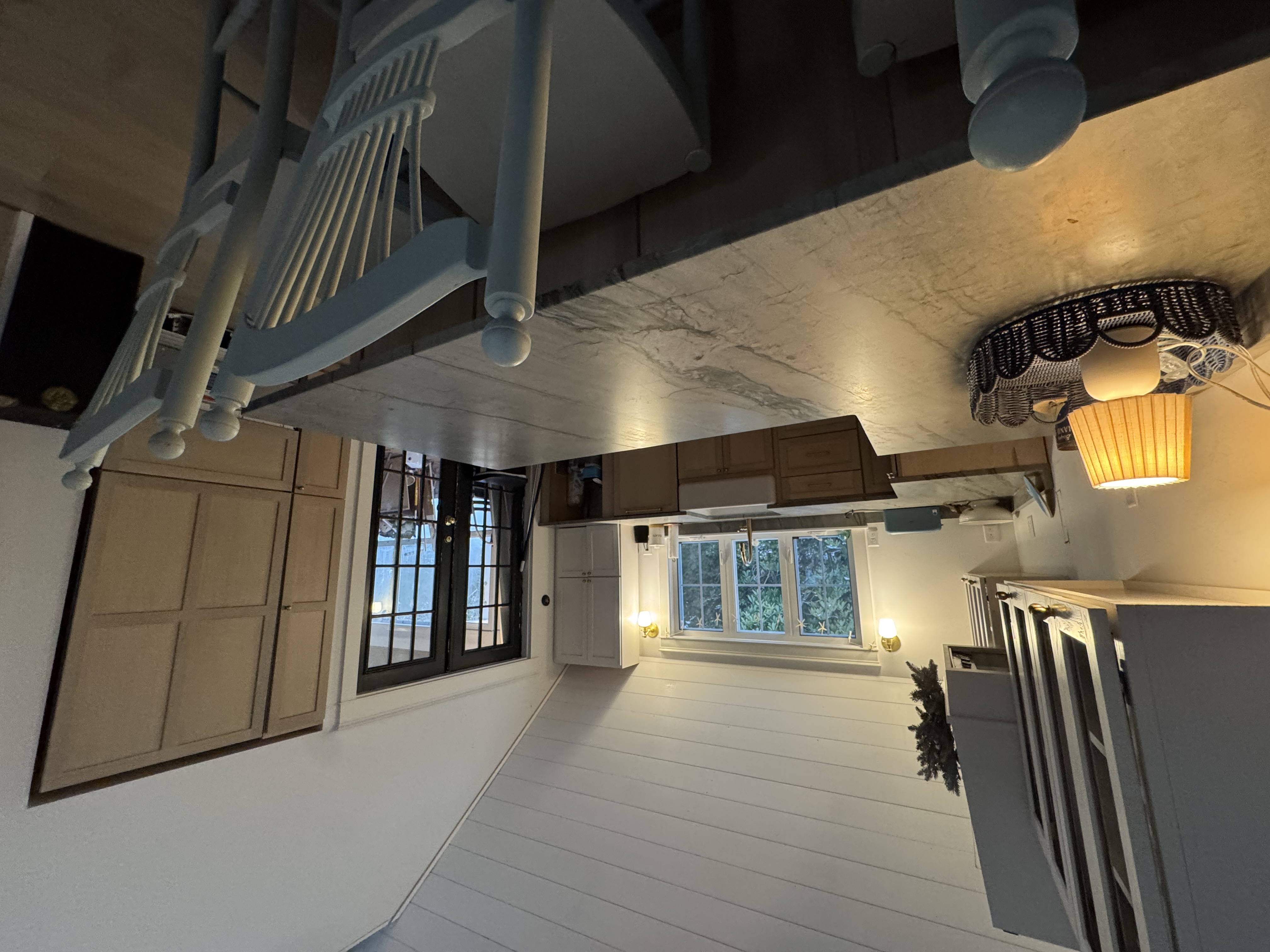 Kitchen and dining area with quartzite island